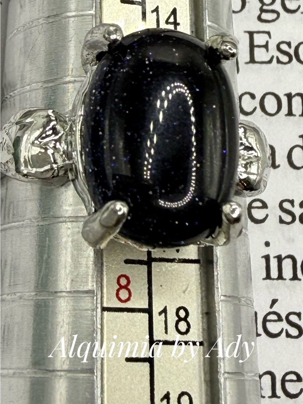 Silver Ring with Sparkling Midnight Blue Stone SANDSTONE